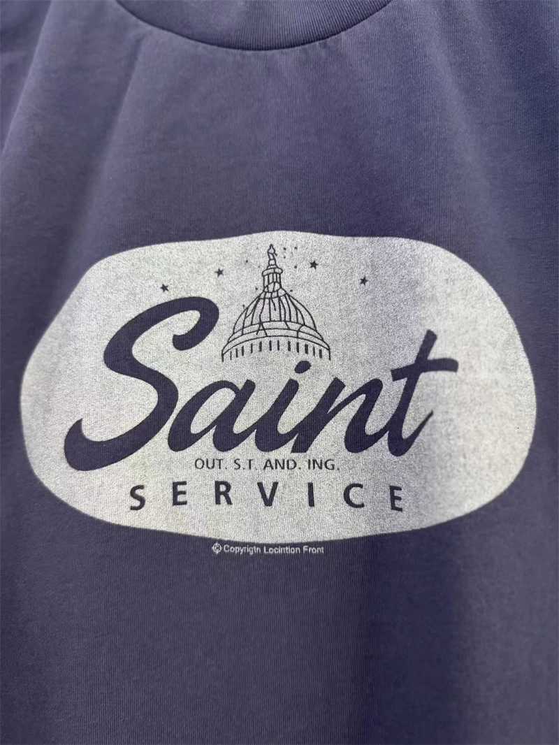 Mx6 Vintage Letter Pattern SAINT Printed Washed Cotton High Street Casual Short Sleeve Loose Comfortable Fashion T-shirt Men J260711 - view 6