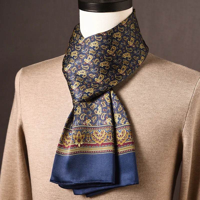 Blue Polka Dots Scarf Men 100 Mulberry Silk Scarves Business Suit Accessories Foulard Fashion Gifts for Man Double Layer Fits 260717 - view 5