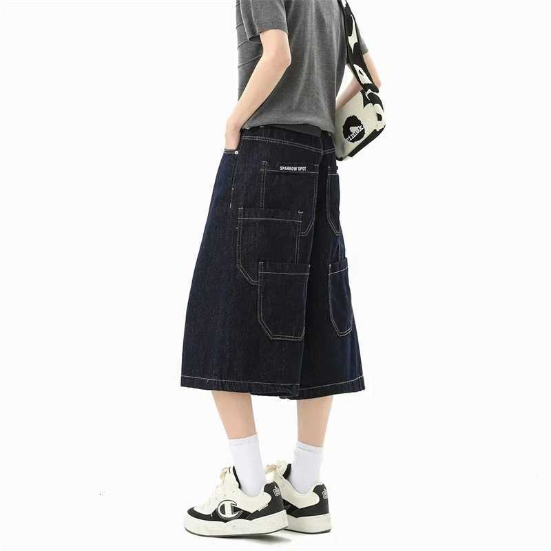 Mens High Street Multi-Pocket Summer Y2K Cargo Jorts American Casual Straight Leg Baggy Denim Shorts Hip Hop Retro Short JeansJ260713 - view 7