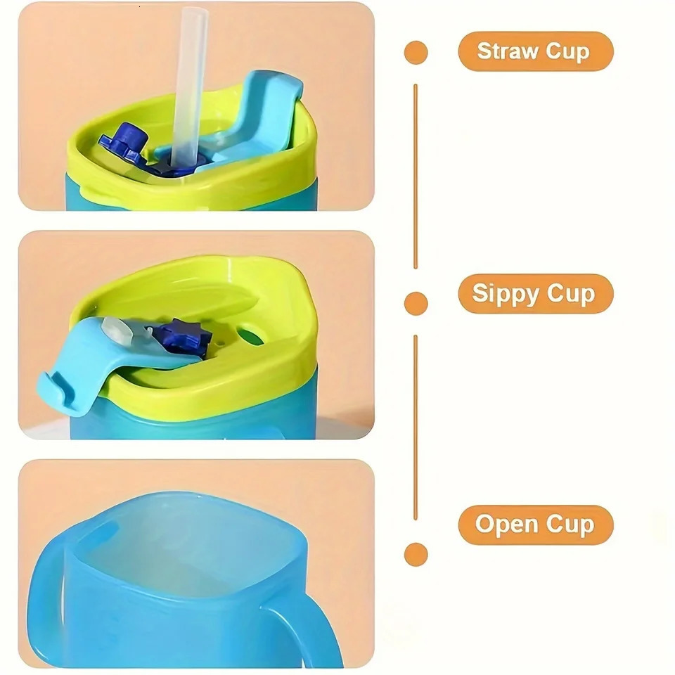 3-in-1 Straw Cup Kids Learning Cup with Lid Open n Sippy Cup Water Bottle Learning Drinking Cup with Straw Cover and 260717 - view 6