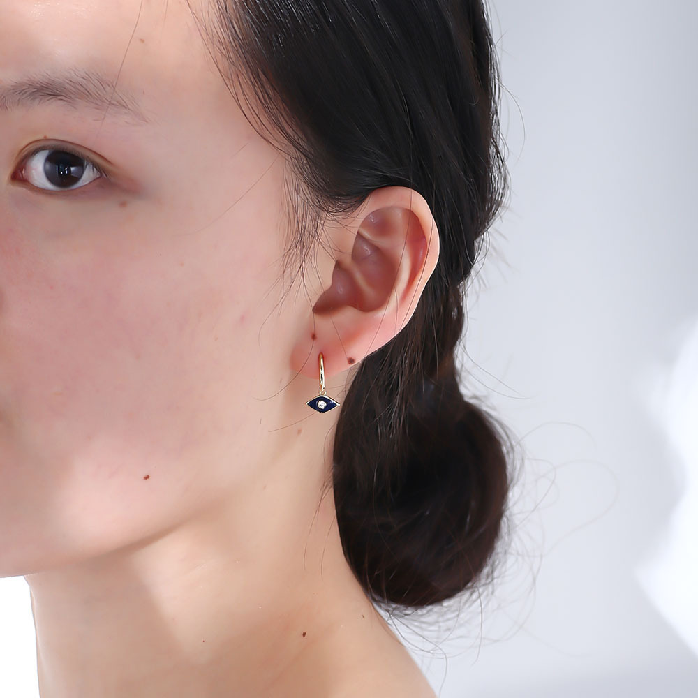 New vintage oil-drip series, s925 sterling silver devil's eye resin Moissanite drop earrings - view 5