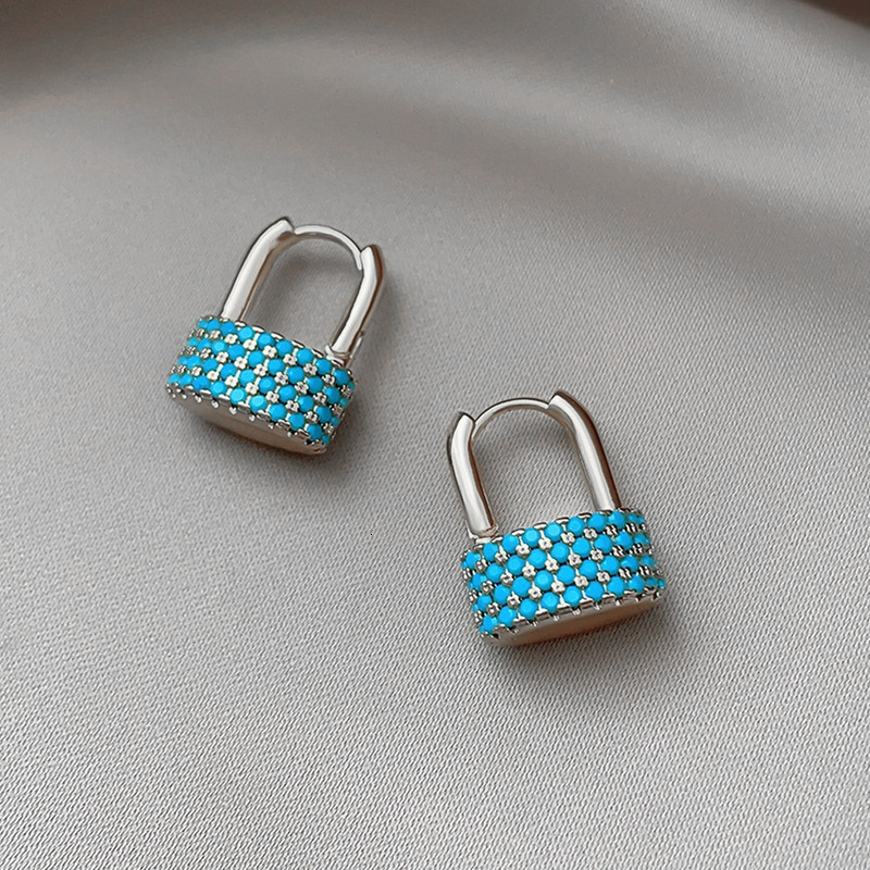 Earrings Luxury Jewelry Exquisite Four Leaf Clover Turquoise Elegant High End Blue Crystal Geometric Simple Personality Earrings Jewlery Designer For  - view 8