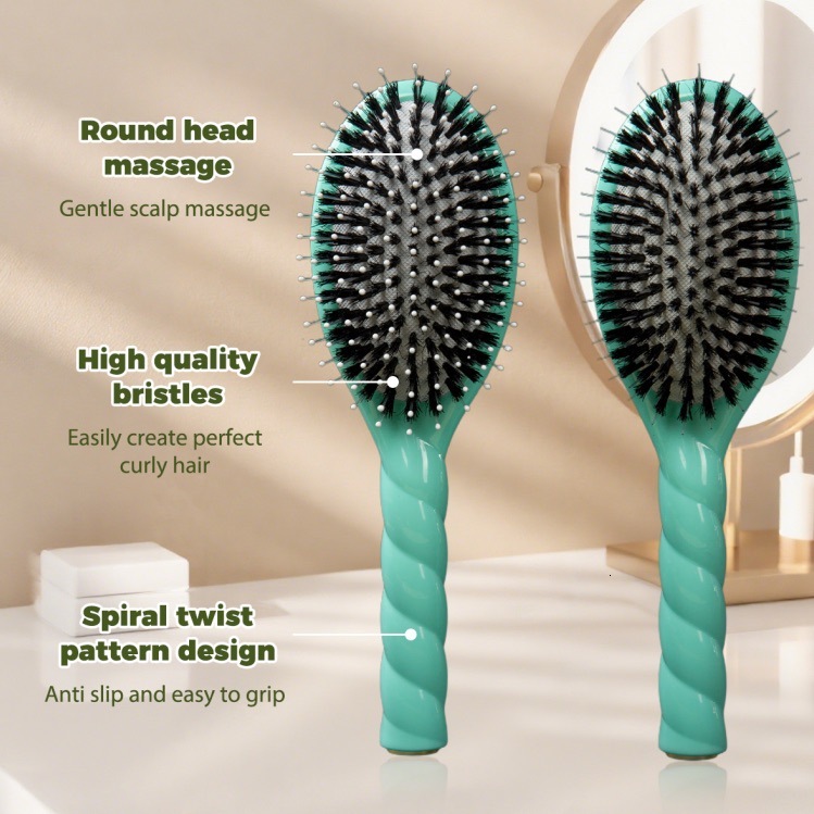 Luxury Hair Brushes Large Size Boar Bristle Brush Air Cushion Comb Scalp Massage Detangling Hair Styling Tool Fast Shipping Y260718 - view 6