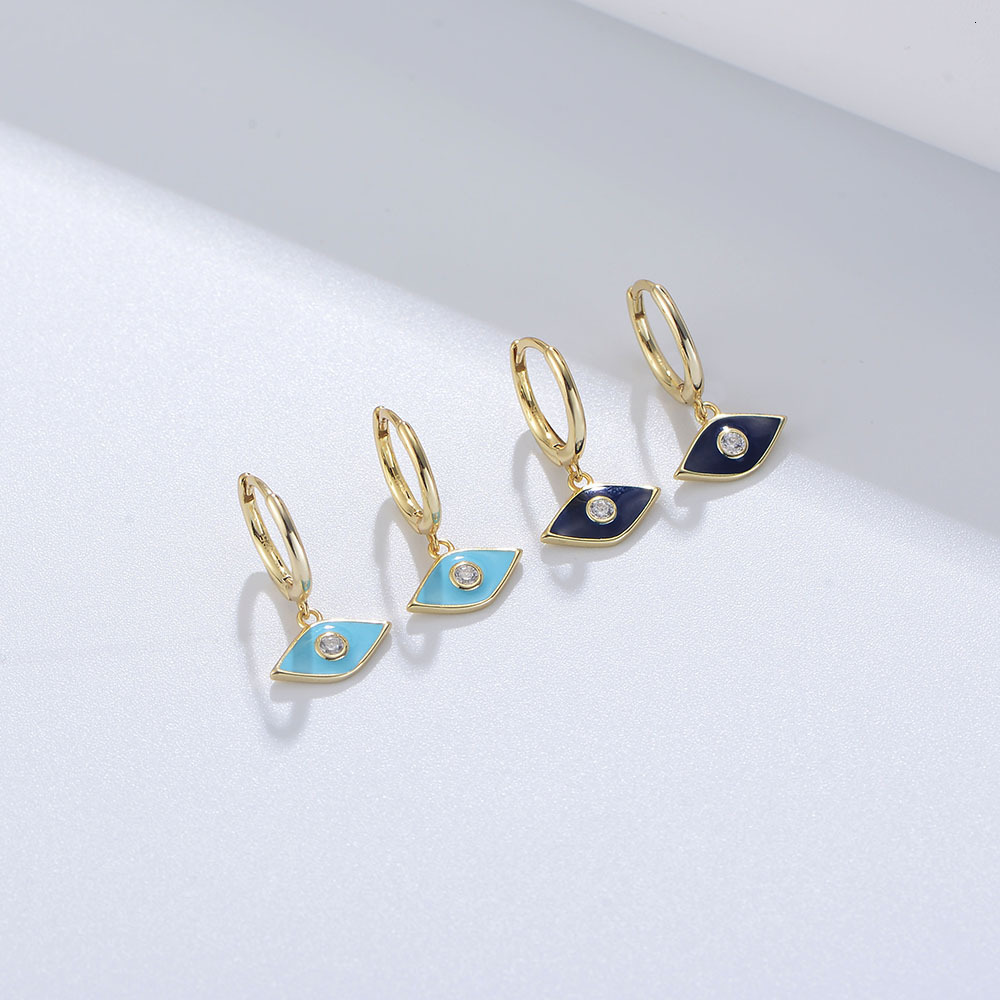 New vintage oil-drip series, s925 sterling silver devil's eye resin Moissanite drop earrings - view 3