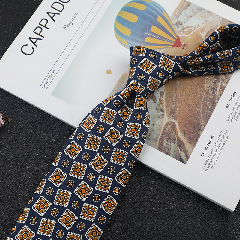 Men's Novelty Silk Necktie and Tie-and-Hanky Set, Wide 9 cm Woven Tie with Lavender Grid Sailboat Print, Wool Lining, Leisure Neckwear Accessory for W - view 3