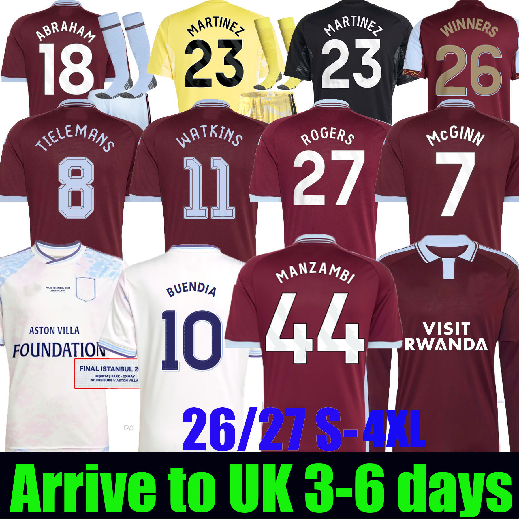 Aston villashirt 26 27 MANZAMBI soccer jersey BAILEY MALEN Finalists home away third 2026 2027 McGINN ONANA WATKINS KONSA MARTINEZ Men kids kit f