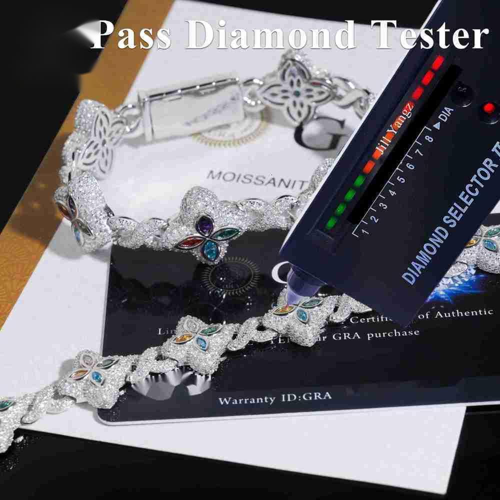 Zuanfa China Source Factory Multiple Options 18mm 15mm Flower Bracelet Cuban Link Chain Moissanite Infinity Links Bracelet - view 4