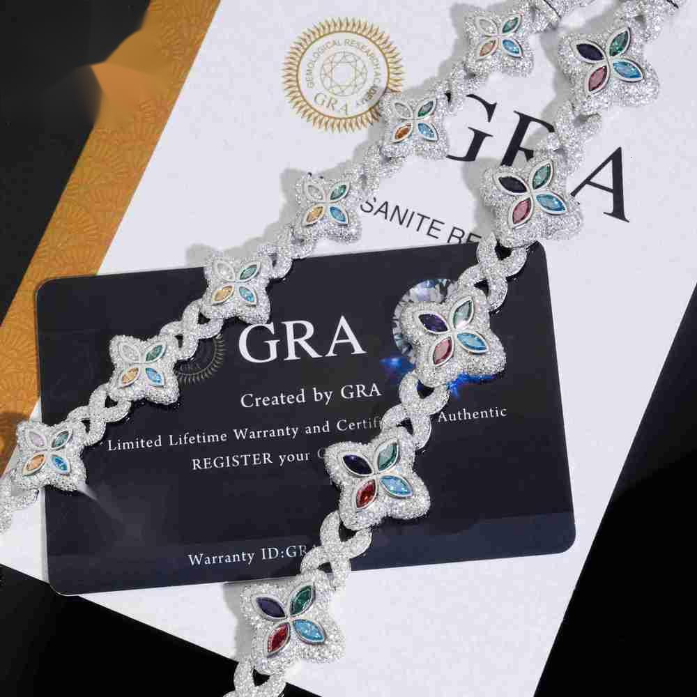 Zuanfa China Source Factory Multiple Options 18mm 15mm Flower Bracelet Cuban Link Chain Moissanite Infinity Links Bracelet - view 6