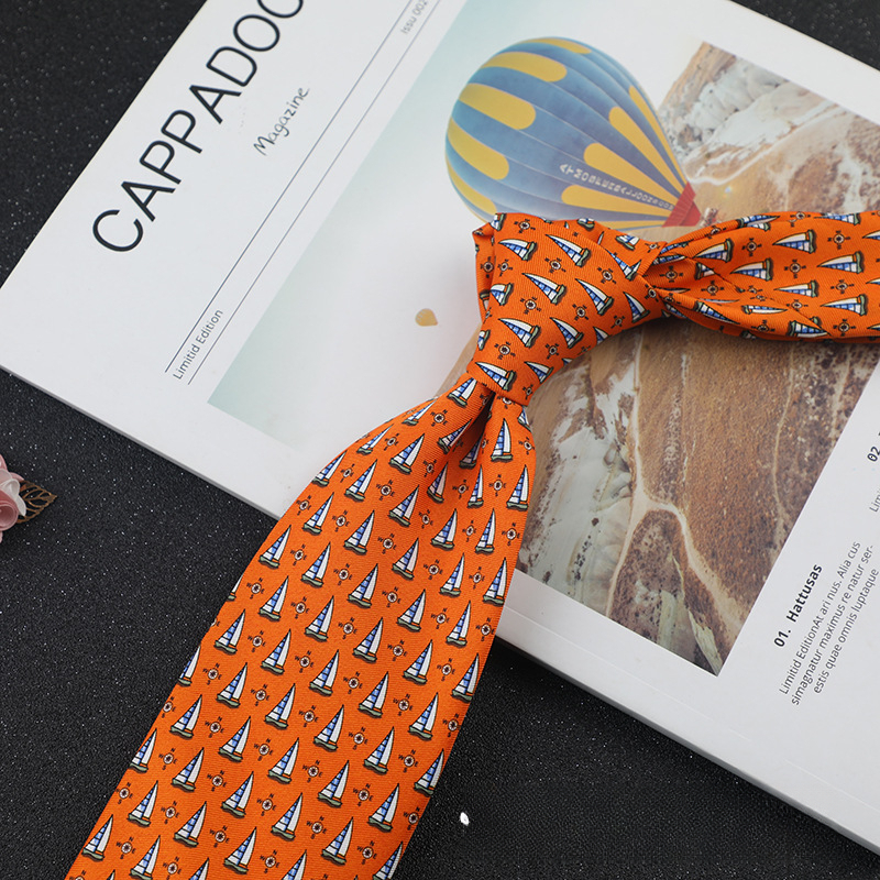 Men's Novelty Silk Necktie and Tie-and-Hanky Set, Wide 9 cm Woven Tie with Lavender Grid Sailboat Print, Wool Lining, Leisure Neckwear Accessory for W