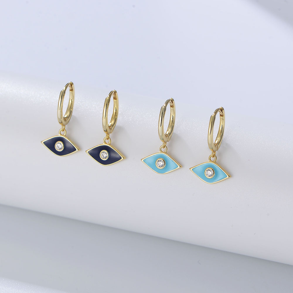 New vintage oil-drip series, s925 sterling silver devil's eye resin Moissanite drop earrings - view 4
