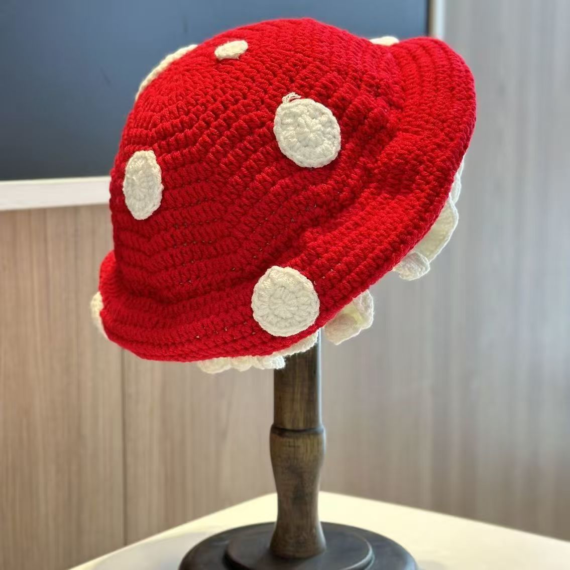 Beanie Skull Caps Mushroom-Themed Winter Crochet Beanie for Women - Flattering Face Shape Knit Fisherman Hat with Forest Fairy Tale Charm Cute and War - view 7