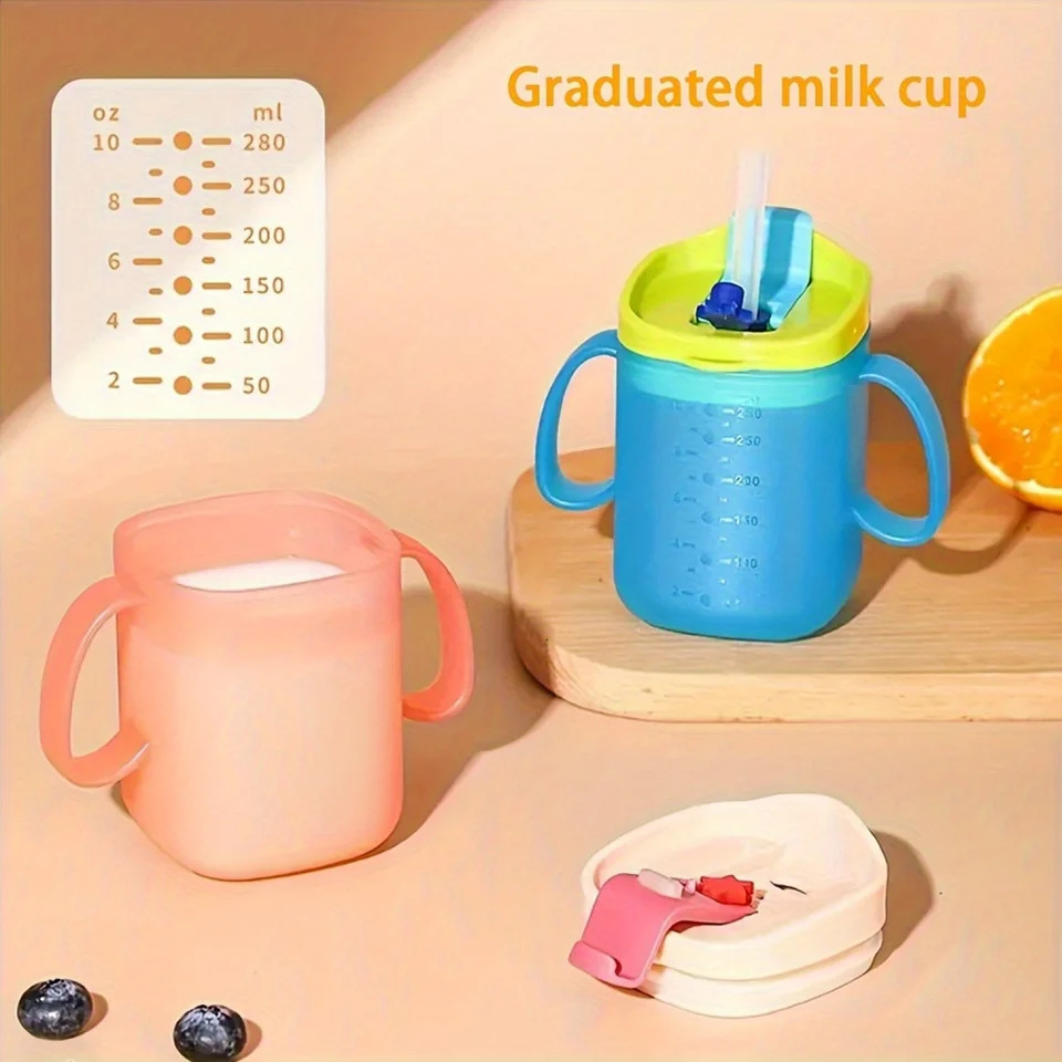 3-in-1 Straw Cup Kids Learning Cup with Lid Open n Sippy Cup Water Bottle Learning Drinking Cup with Straw Cover and 260717