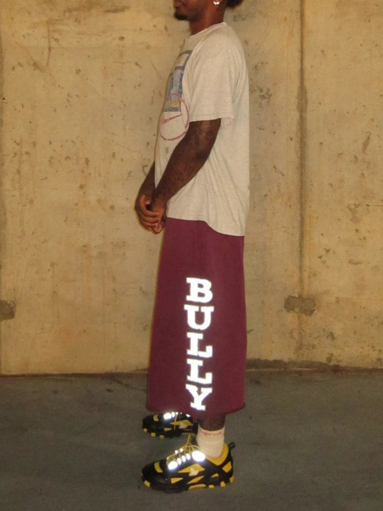 Y2K Retro Maroon Long Shorts Washed Reflective Print Bermuda Shorts American Fashion Streetwear Terry Unisex Baggy Sweatshorts 260731 - view 6
