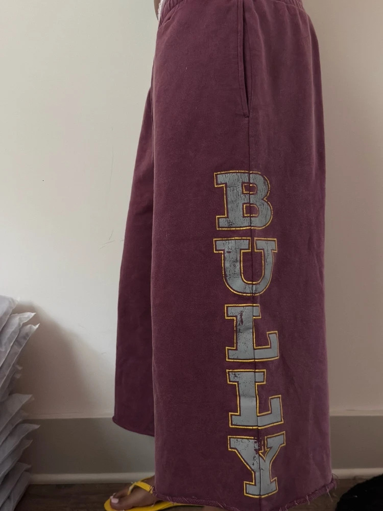 Y2K Retro Maroon Long Shorts Washed Reflective Print Bermuda Shorts American Fashion Streetwear Terry Unisex Baggy Sweatshorts 260731 - view 3