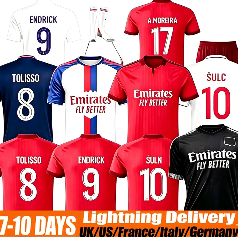 26 27 Lione Maglie Da Calcio Olympique Lyonnais 2026 2027 Endrick A Moreira Tol…