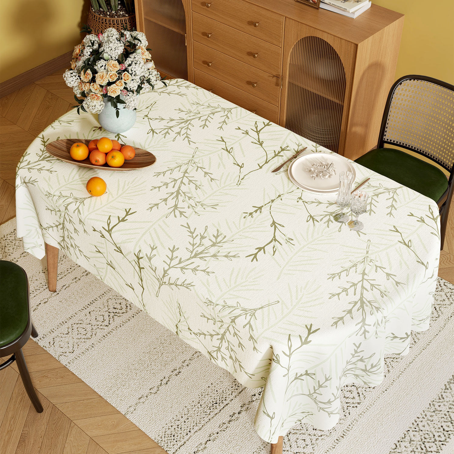 YL-38966 Custom Pastoral Style Tablecloth Rectangular, Maintenance Free, Waterproof, Oil Proof, and Heat Resistant Suitable for Dining Tables and Coff