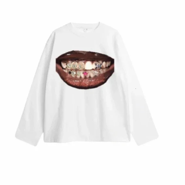 Hip Hop Street Long Sleeve Tooth T shirt Male Harajuku Retro Sports High Street Tops Men and Women Tops 260717CJ - view 3