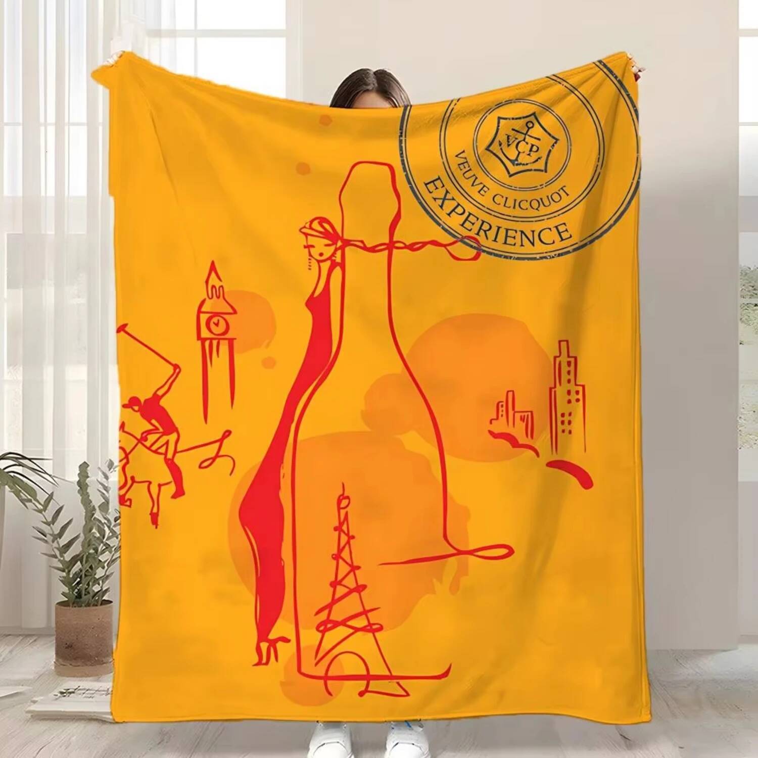 V-Veuve ClicquotS ART Kid-Friendly Flannel Throw Blanket Soft Warm Anti-Static Washable All Season J260720