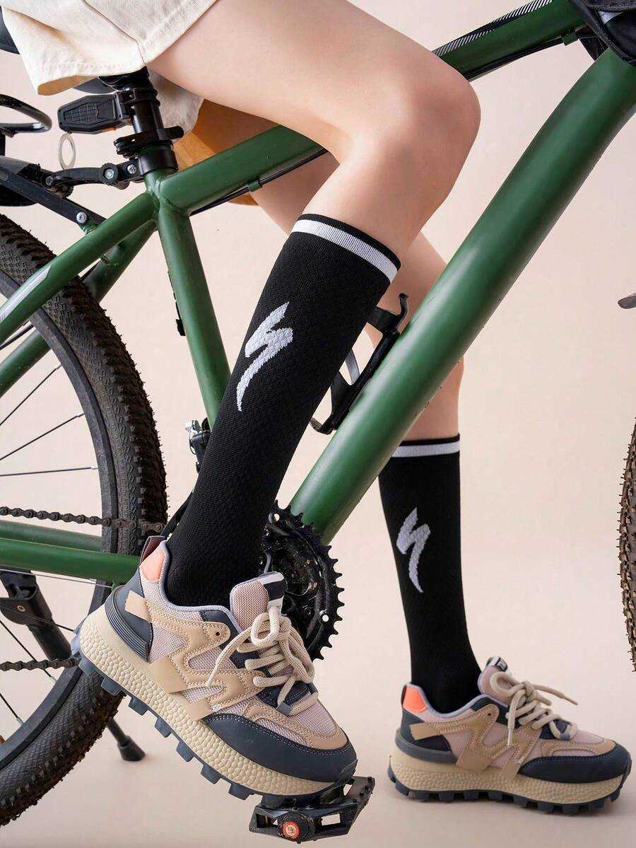 1 Pair/2 Pairs/3 Pairs All Season Mens Lightning Cycling Compression Socks Suitable For Mountain Biking Road Cycling And All Outdoor Sports Fall Socks - view 4
