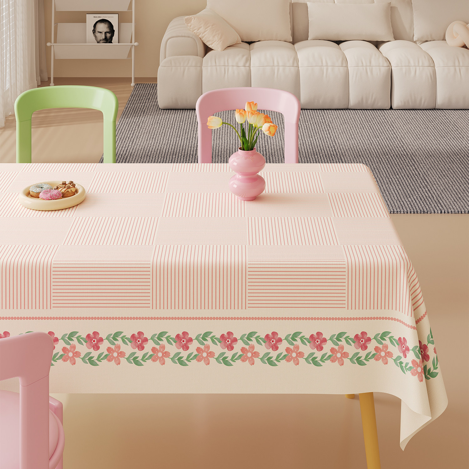 YL-38968 Custom Pastoral Style Tablecloth Rectangular, Maintenance Free, Waterproof, Oil Proof, and Heat Resistant Suitable for Dining Tables and Coff