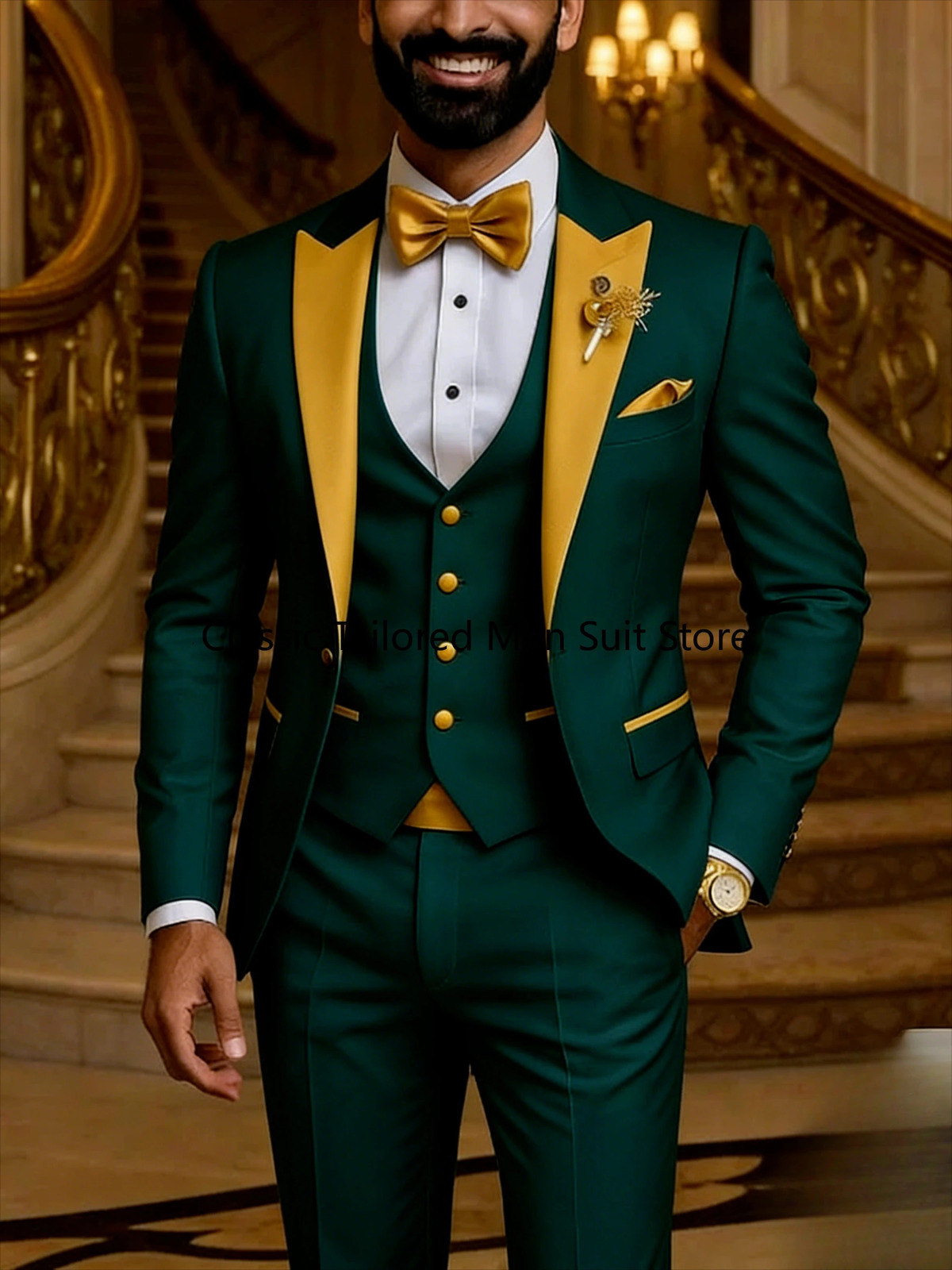 Quality Mens Suit Fit Tuxedo 3 Pieces Suit Dress Wedding Work Party 260717 - view 5