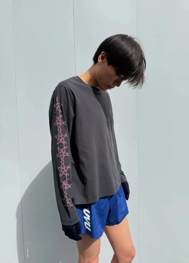 Men's Shirts UVU 26SS Limited Thin Retro Cross Flower String Label Loose Long Sleeve T Shirt - view 6