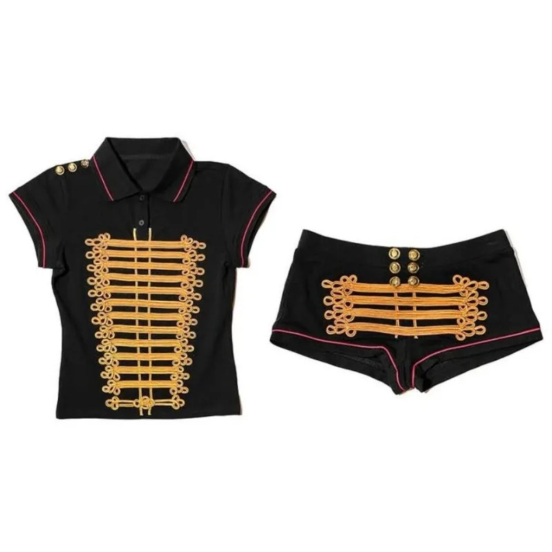 American Retro Y2K Napoleon Fitted Sexy Top Vintage Short Pants High Street Hip-hop Aesthetics Gothic Punk Womens Clothing 260720 - view 5