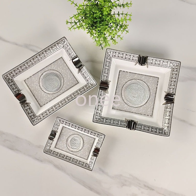 Cigar Ashtray Home Living Room Decor Stylish Bone China Tray Hotel and Office Ashtray Creative Ceramic Cigarette Dish Gift Available in 3 sizes - view 3
