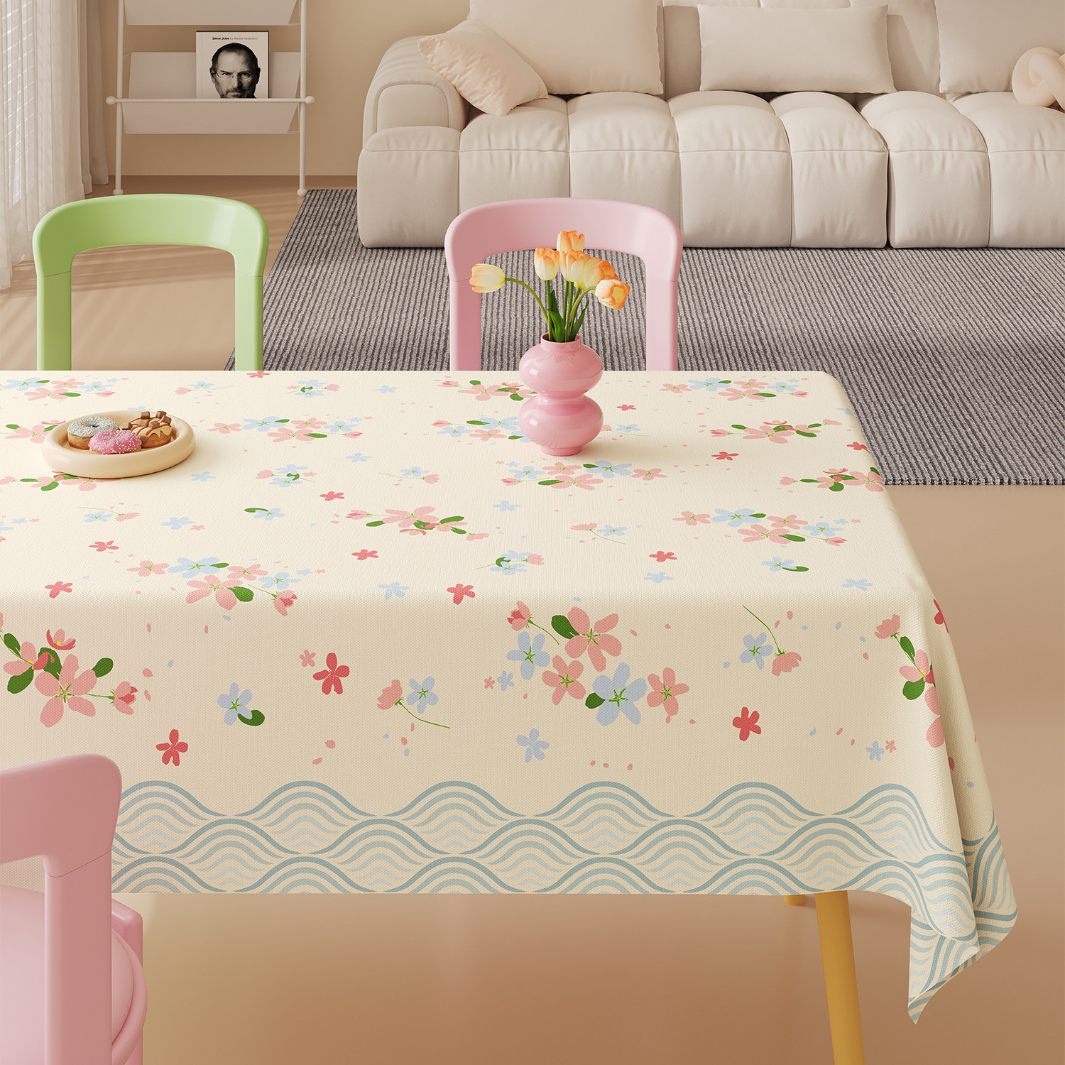 YL-38969 Custom Pastoral Style Tablecloth Rectangular, Maintenance Free, Waterproof, Oil Proof, and Heat Resistant Suitable for Dining Tables and Coff