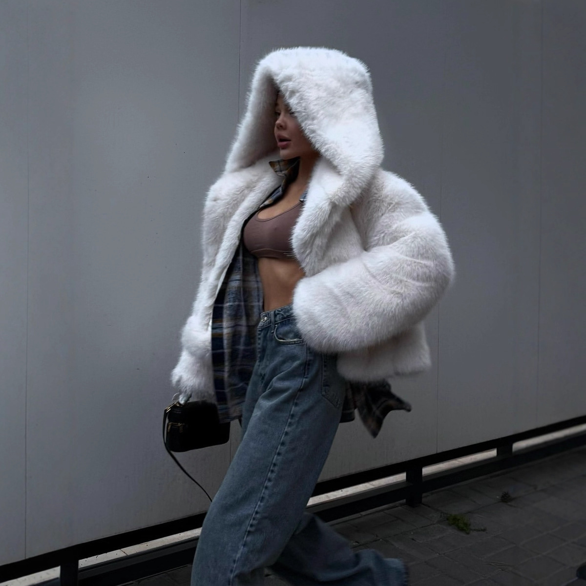 Cross-Border Hooded Faux Coat Fox Short Plush Jacket Autumn Winter Women's Fur Top - view 5