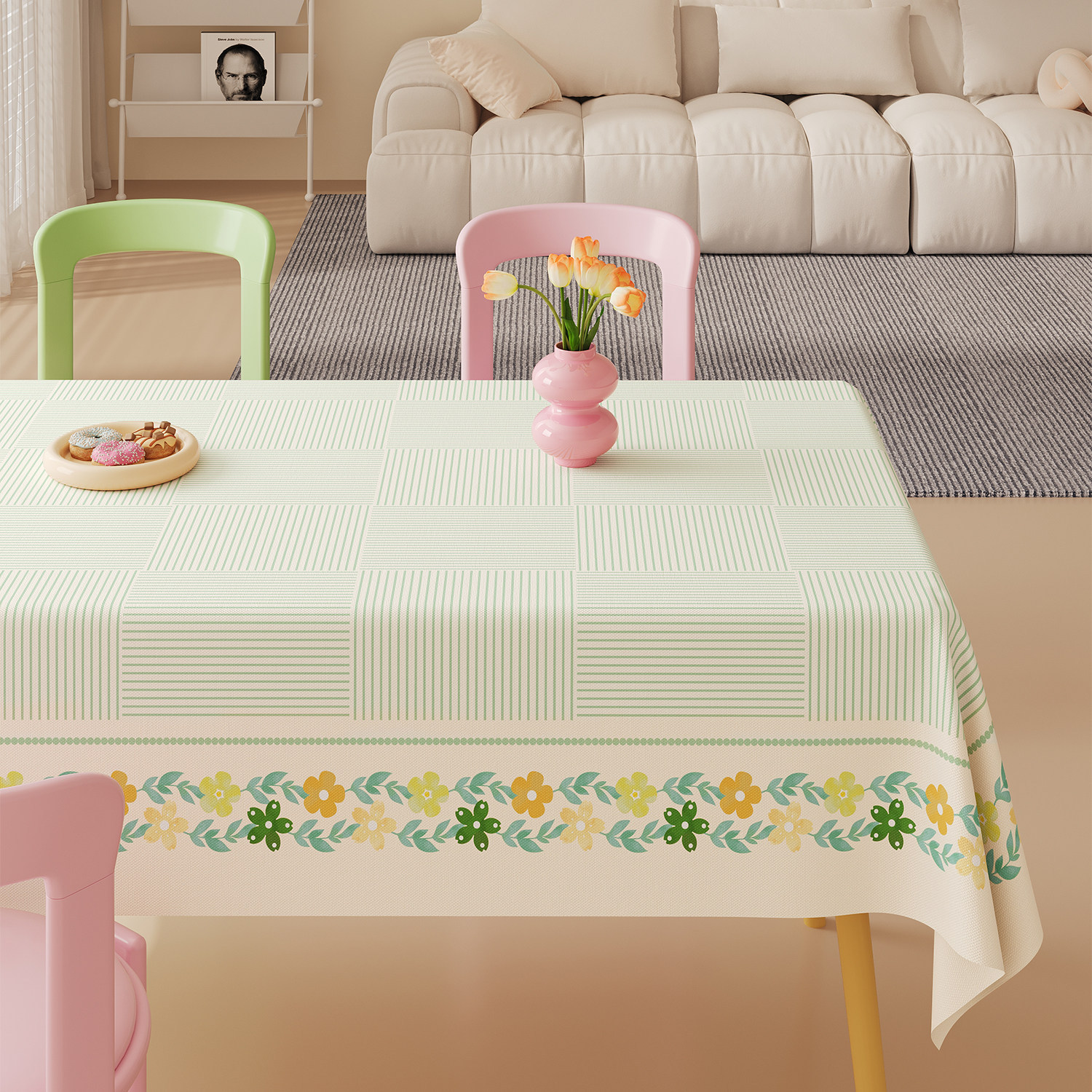 YL-38969 Custom Pastoral Style Tablecloth Rectangular, Maintenance Free, Waterproof, Oil Proof, and Heat Resistant Suitable for Dining Tables and Coff