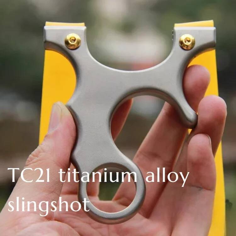 TC21 Titanium Alloy Is A High-end Precise Flat-leather Quick-press Pocket Slingshot for Outdoor Camping EDC Tool W260629 W260707 - view 3