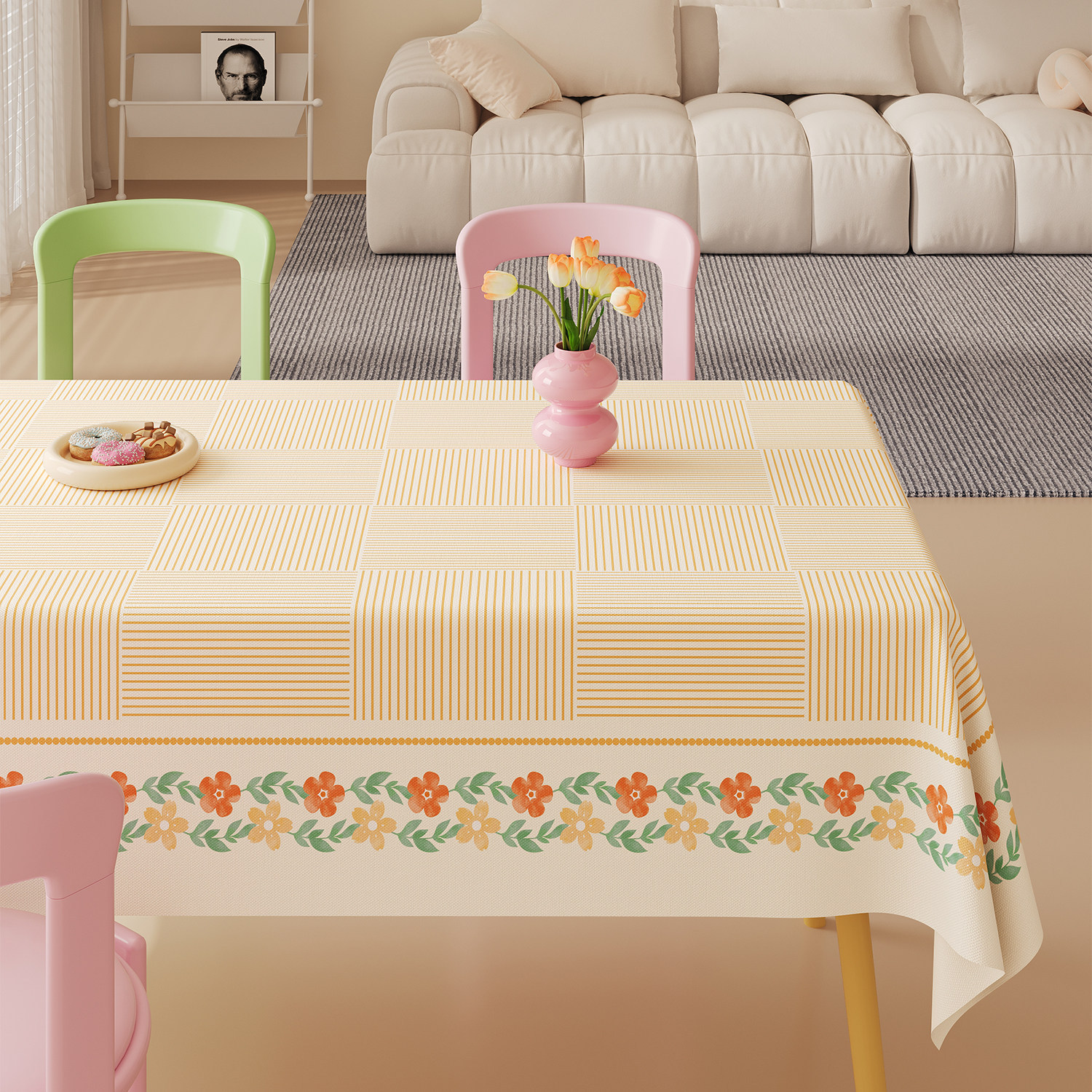 YL-38969 Custom Pastoral Style Tablecloth Rectangular, Maintenance Free, Waterproof, Oil Proof, and Heat Resistant Suitable for Dining Tables and Coff