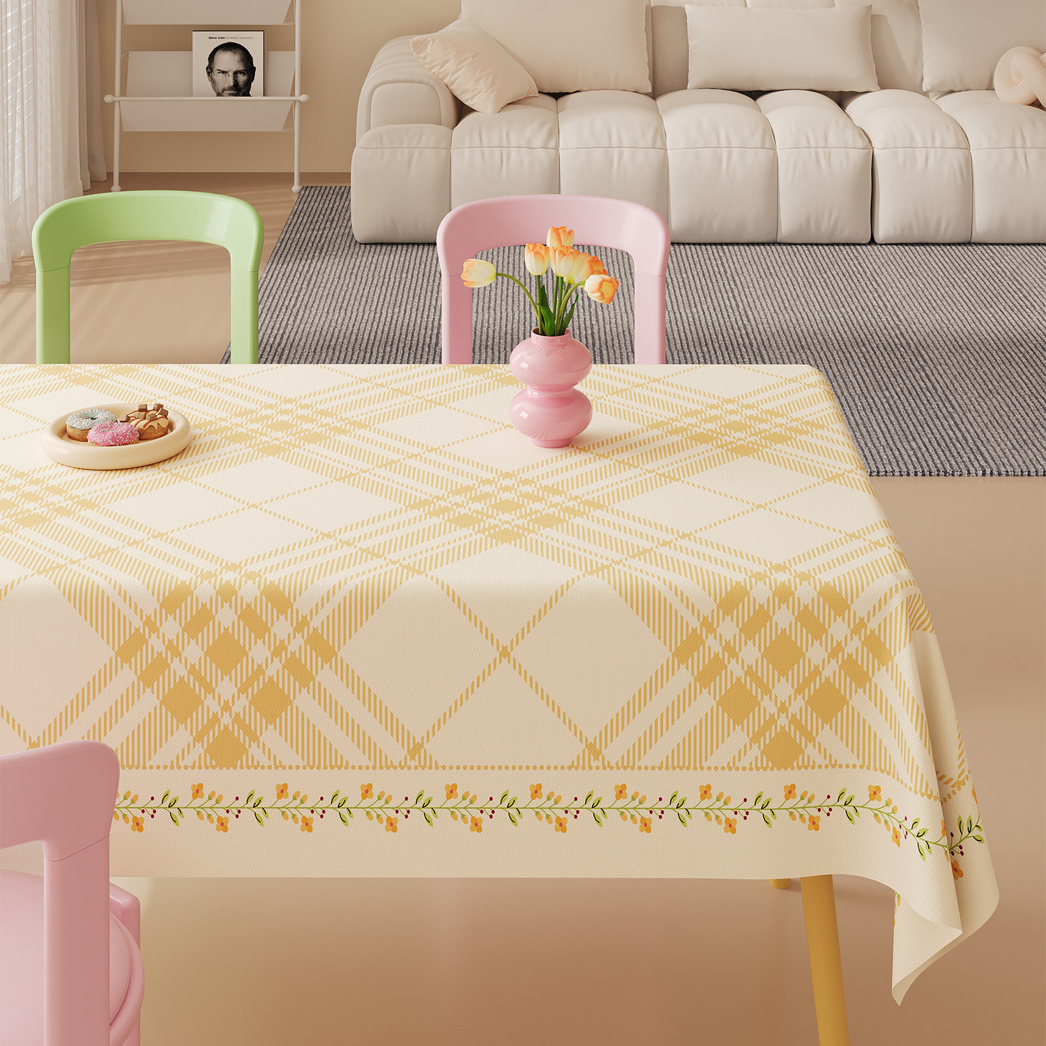 YL-38968 Custom Pastoral Style Tablecloth Rectangular, Maintenance Free, Waterproof, Oil Proof, and Heat Resistant Suitable for Dining Tables and Coff