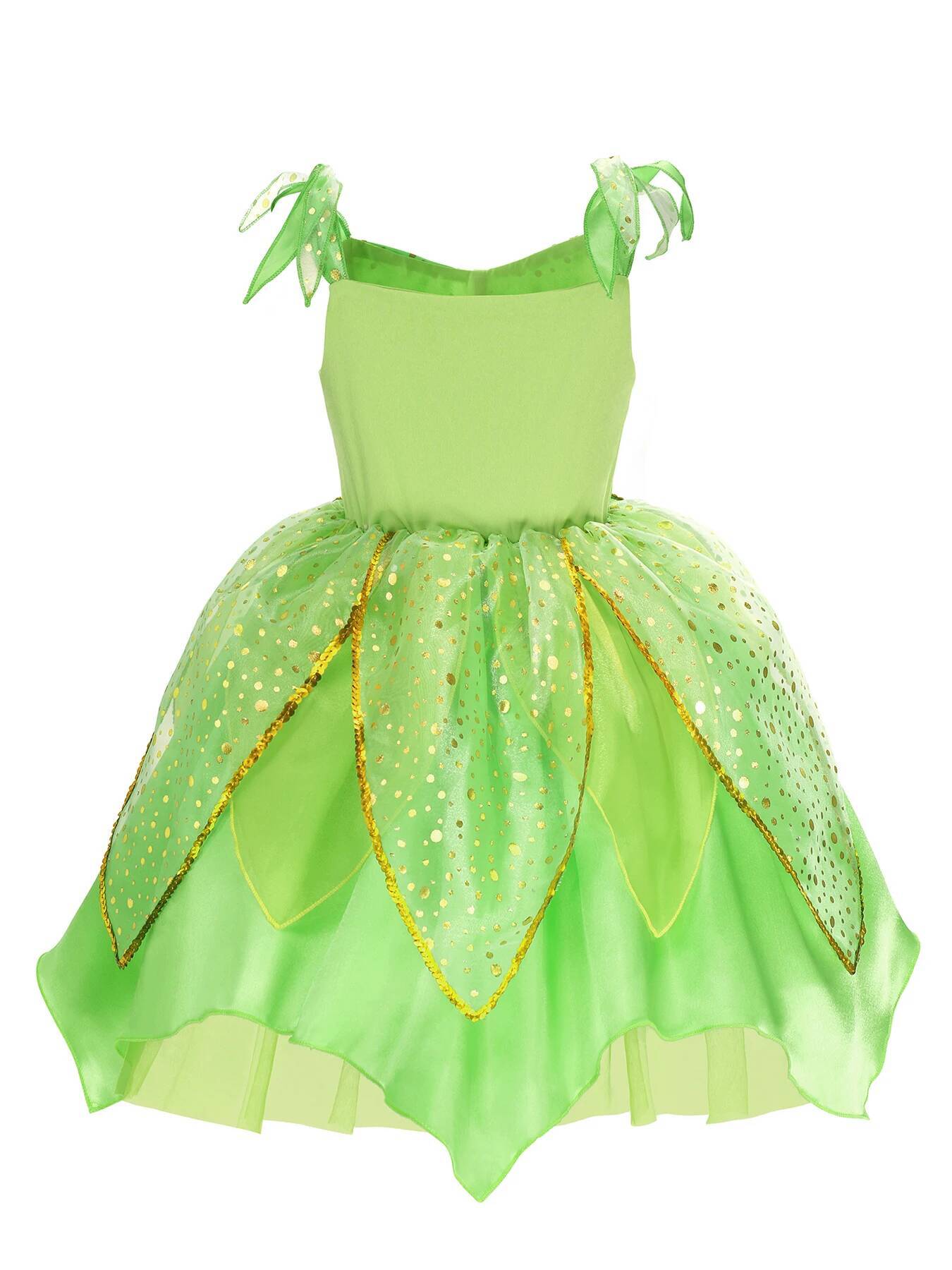 Child Girl Bell Halloween Costume for Kids Green Dress Fancy Fairy Princess Cosplay Carnival Party Ball Gowns with Wing J260721 - view 7