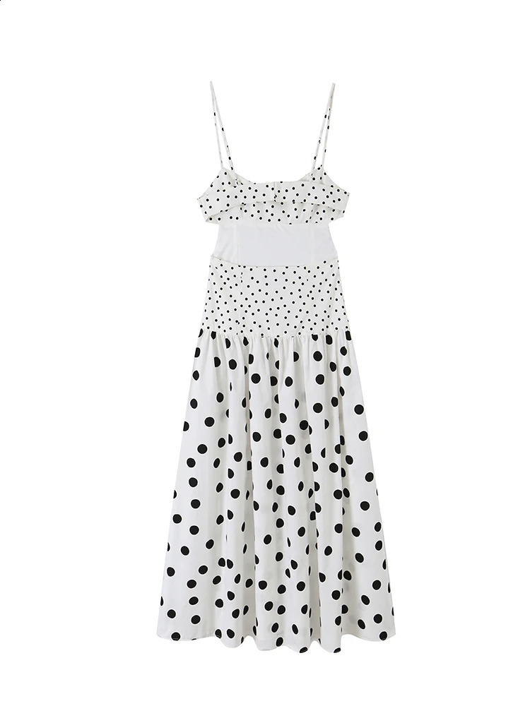 TFMLN Chic Women White Black Polka Dot Maxi Dress Fashion Backless Sling Dresses 2026 Summer Ladies Splice Beachwears 260721 - view 6