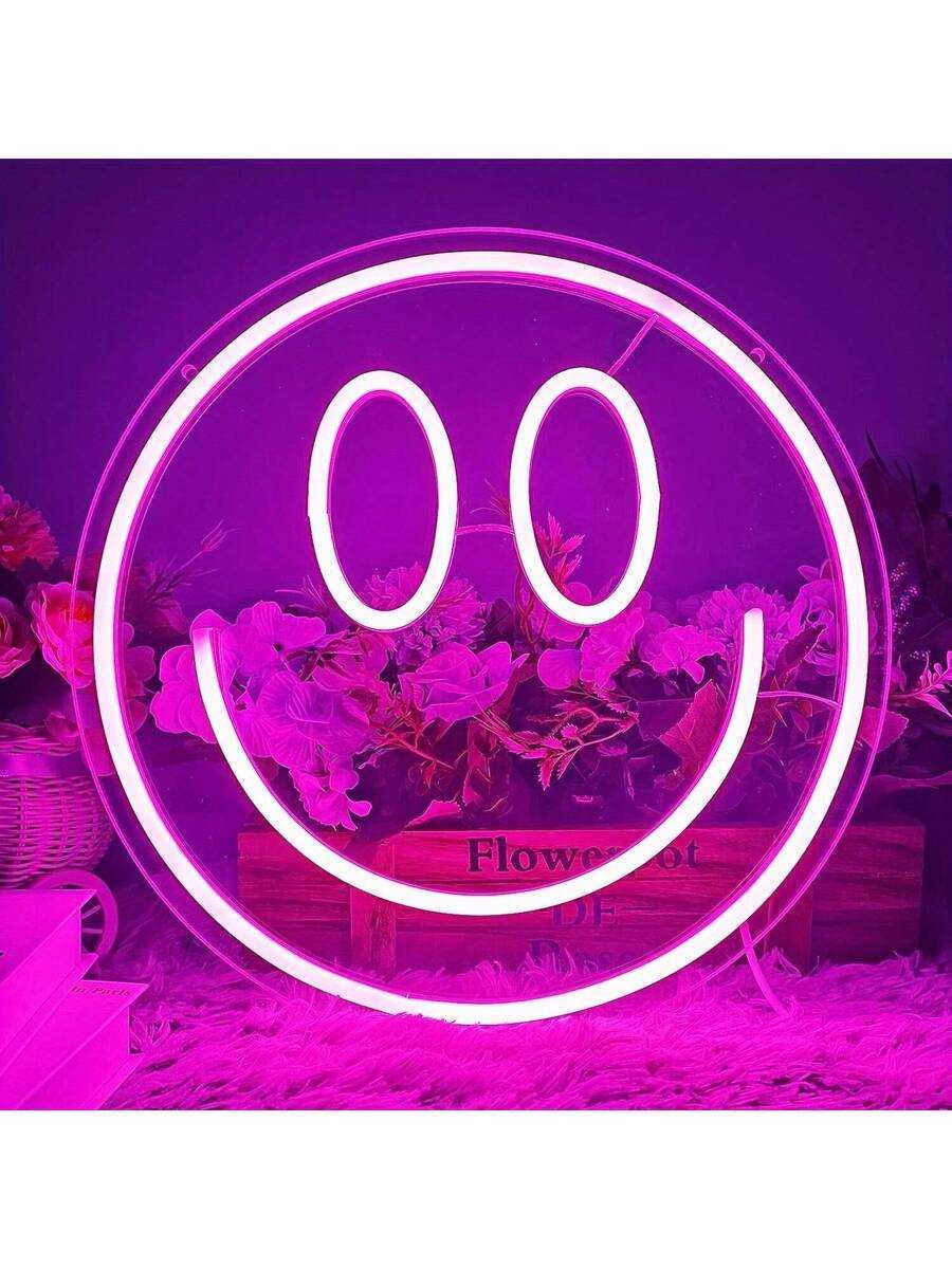 1pc Neon Smiling Face Light LED Neon Face Wall Decor Sign USB Powered Yellow Neon Light Suitable For Bedroom Room Wedding Party Decoration H260721 H26 - view 4