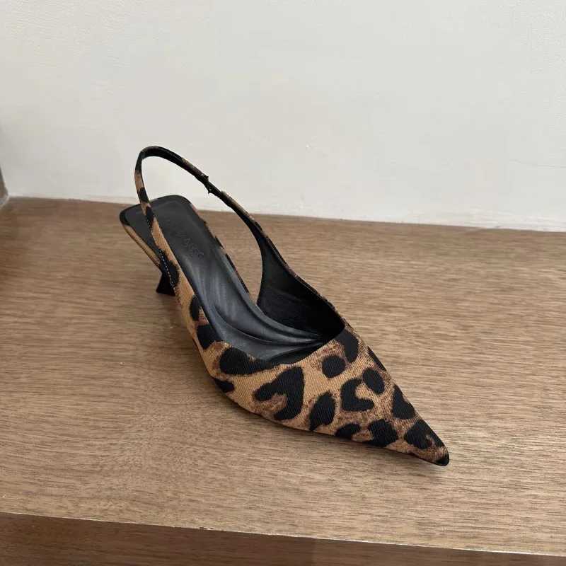 Women Spring Autumn Suede Kitten Heel Pumps Slingback Pointed Toe Leopard Print Casual Office Party ShoesT260721 - view 6