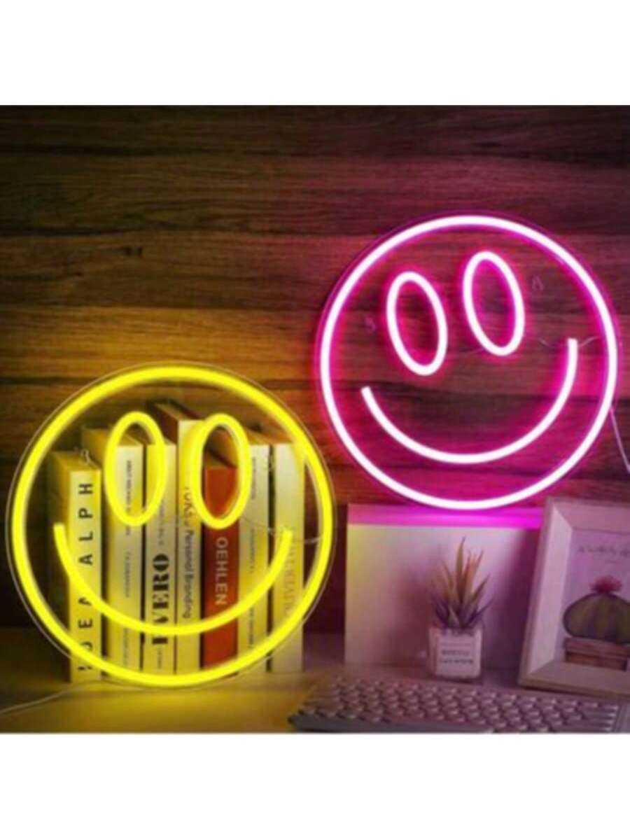 1pc Neon Smiling Face Light LED Neon Face Wall Decor Sign USB Powered Yellow Neon Light Suitable For Bedroom Room Wedding Party Decoration H260721 H26 - view 3