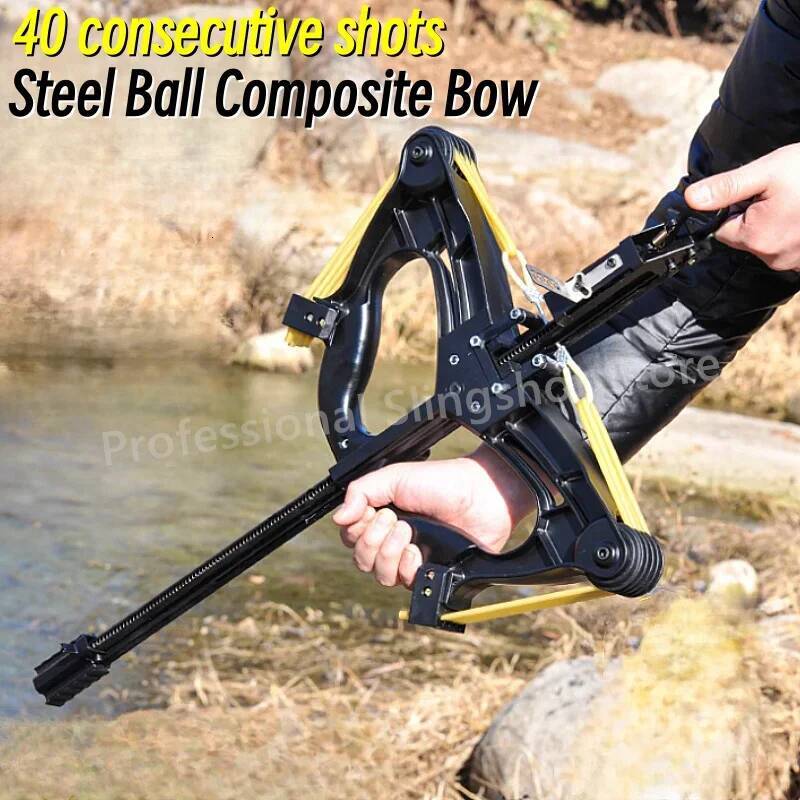 Continuous metal composite 60 pound steel ball aiming pulley bow professional outdoor hunting shooting slingshot W260629 W260707 - view 3