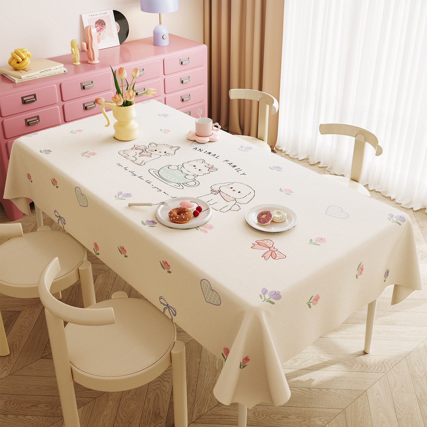 YL-38970 Custom Pastoral Style Tablecloth Rectangular, Maintenance Free, Waterproof, Oil Proof, and Heat Resistant Suitable for Dining Tables and Coff