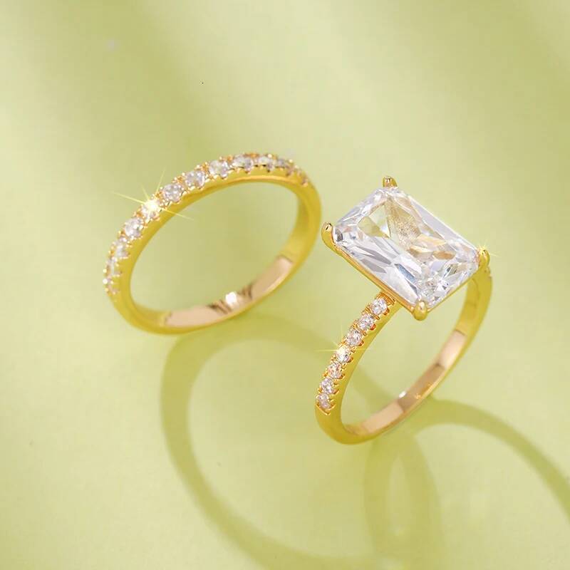 Wedding Rings Rectangular Cubic Zirconia Set Rings For Women Bridal Wedding Accessories Luxury Trendy Engagement Band Jewelry Wholesale Visionice - view 5