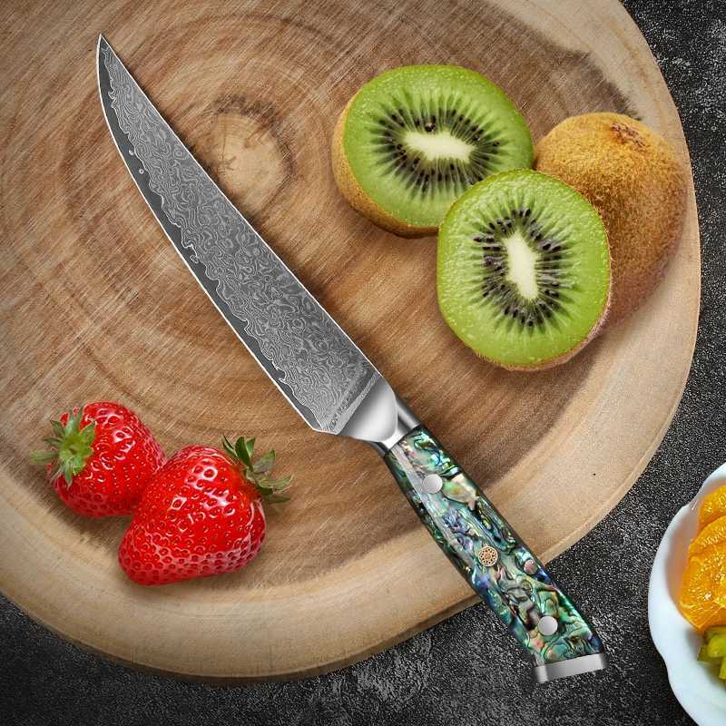 55 Utility Knife Damascus Steel Steak Knife Paring knife Chef Kitchen Knives Cut Fruit Vegetables Abalone Shell Handle C260721 - view 5