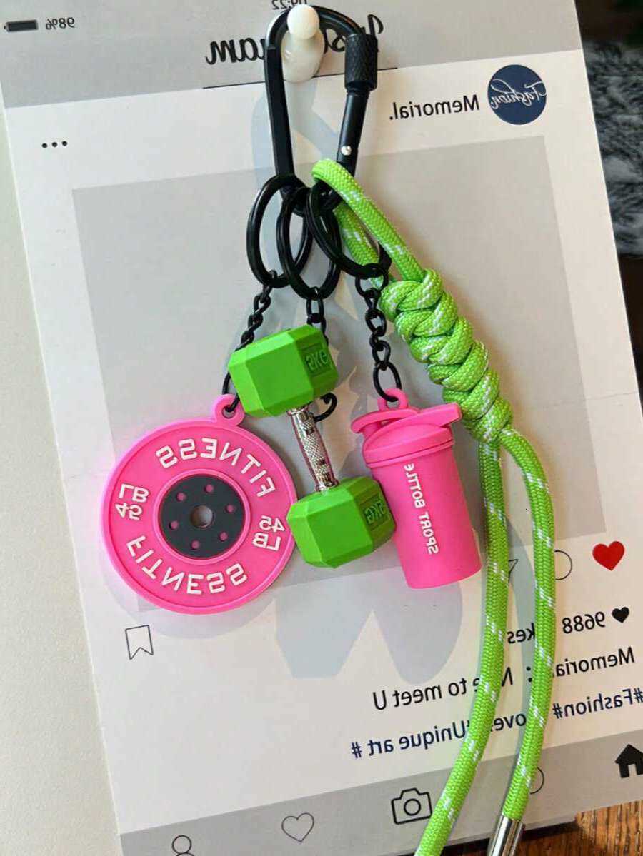 Fitness Keychain Gym Lover Barbell Key Chain Weightlifting Keyring Silicone Weight Plate Gym Gifts Workout Gifts Bag Charm Backpack Charm Car Accessor
