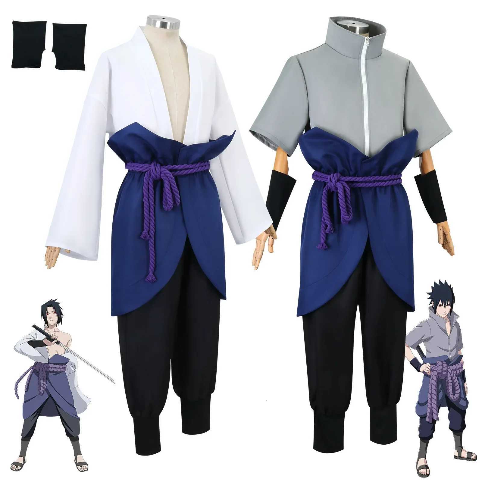 BANDAI Uchiha Sasuke Cosplay Costume Set - Anime Hokage Shippuden Third Generation Gray Top Suit Wig for Halloween 2026 C260721 - view 3