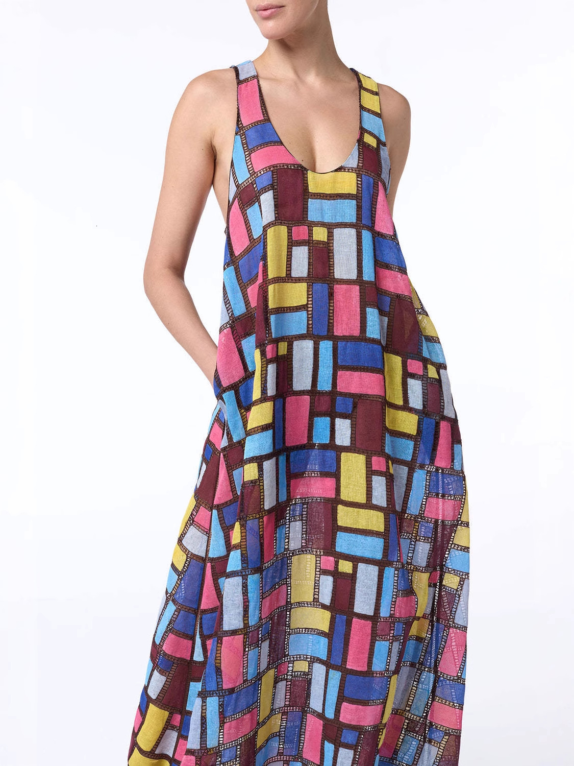 New European and American style cross - border elegant and trendy sleeveless fashion long dress with colorful print and loose fit for women - view 5