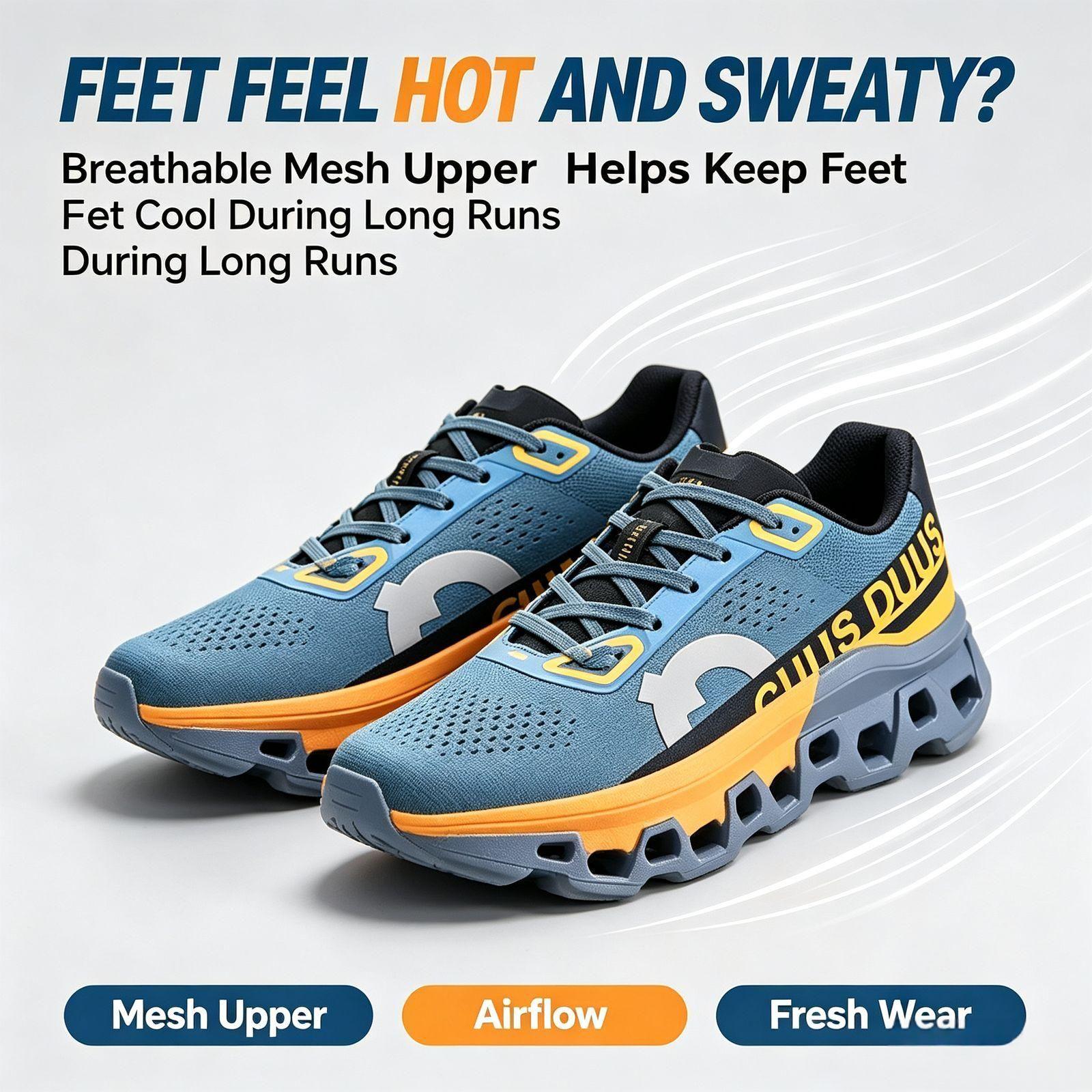 CUUS DUUS Mens Four Colors Breathable Perforated Mesh Running Shoes Hollow Groove Shock Absorbing Thick Outsole For Outdoor Jogging Gym Training Daily - view 4