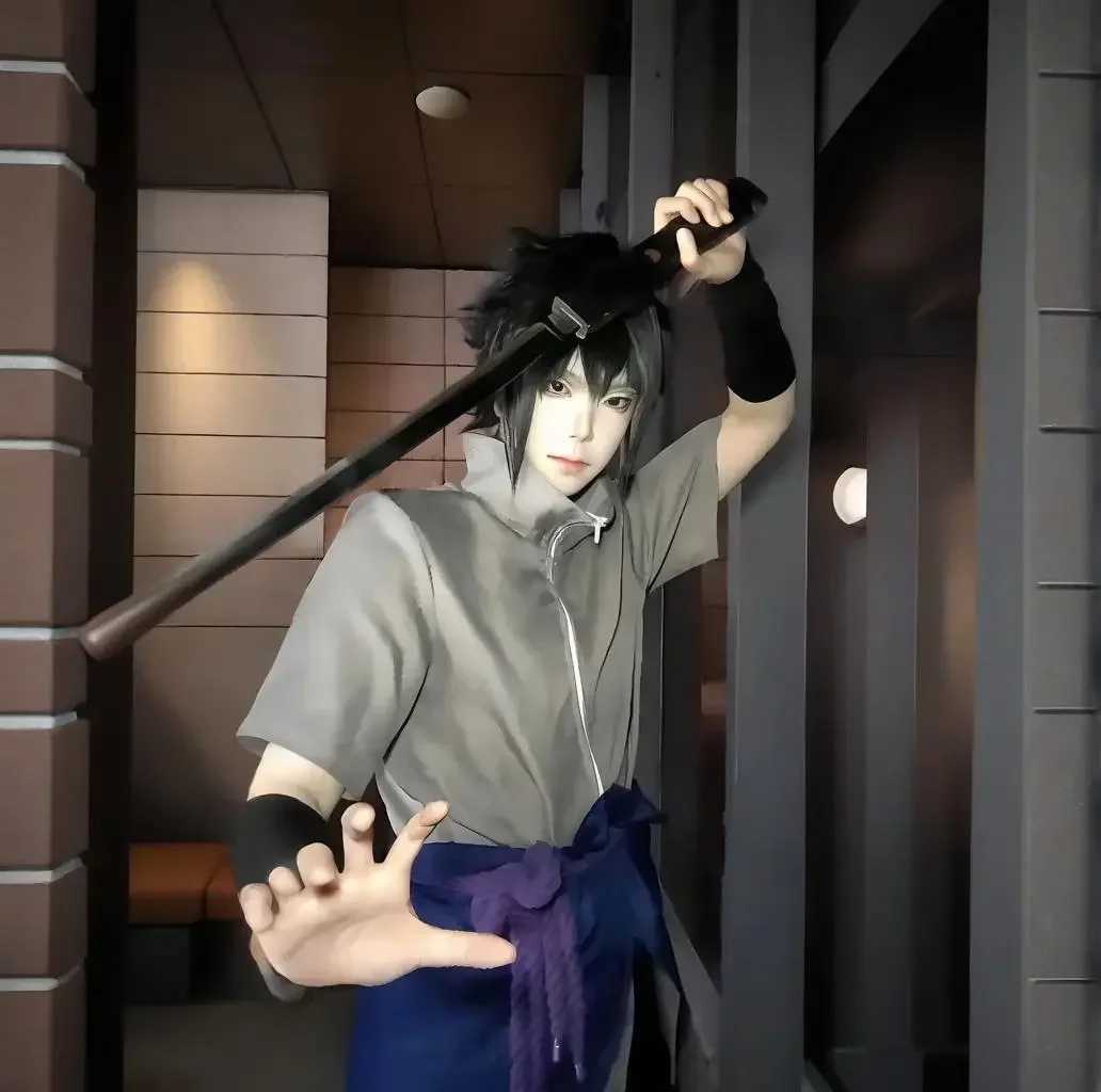 BANDAI Uchiha Sasuke Cosplay Costume Set - Anime Hokage Shippuden Third Generation Gray Top Suit Wig for Halloween 2026 C260721 - view 6