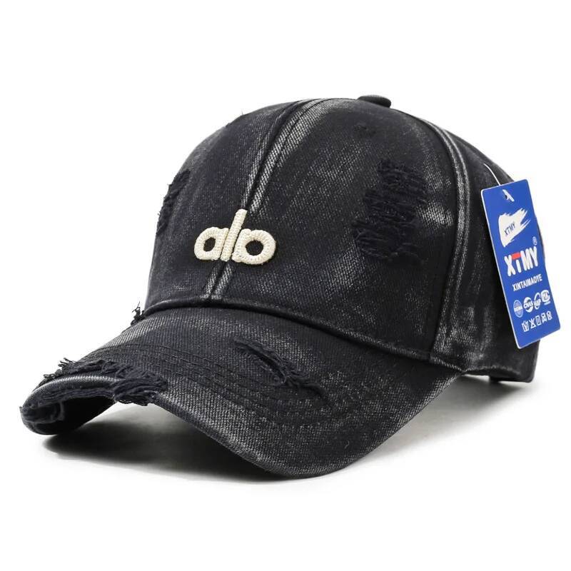 Vintage American-style distressed denim baseball cap with embroidered letters, adjustable, short brim, unisex, casual for outdoo 26Y0722 - view 4