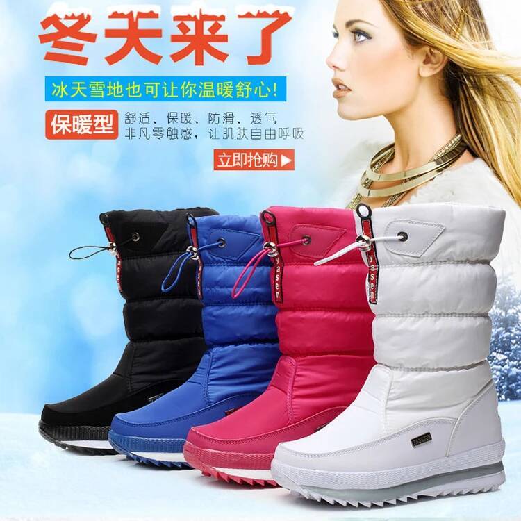 Snow Platform Thick Plush Waterproof Non-slip Boots Fashion Women Winter Shoes top quality Warm Fur Botas mujer - view 6
